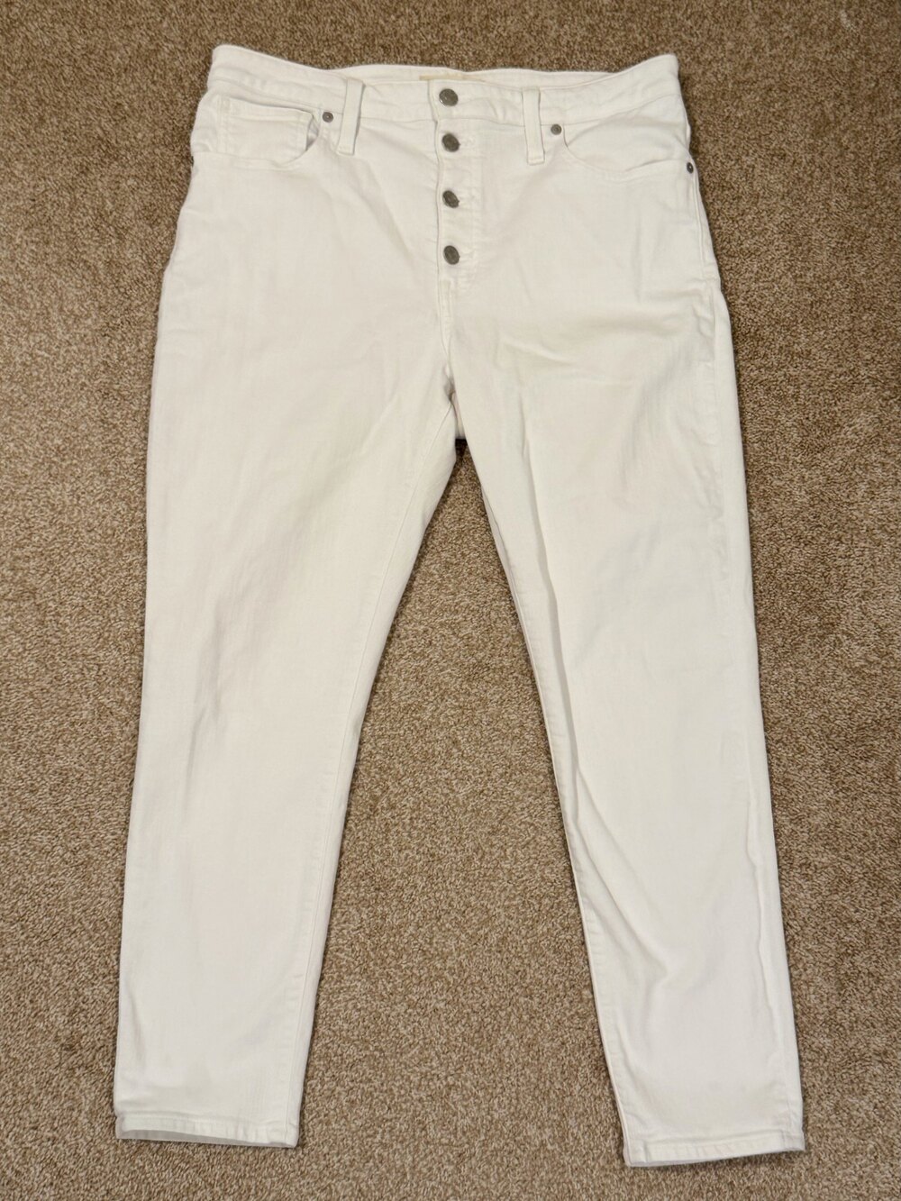 Madewell Curvy High Rise Skinny Crop Jeans 31 White Button Fly Stretch G7391